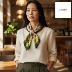 素敵♪ボタニカル【 スカーフ】大判 レディース　白　黒