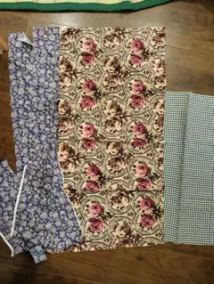 【3種セット】アンティークローズ・紫ボタニカル・千鳥格子 綿生地 1.3m分相当