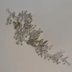 ウェディングヘッドドレス　シルバー　パール