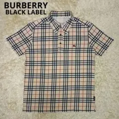バーバリー　ブラックレーベル　ノバチェック　半袖ポロシャツ　ホースロゴ刺繍