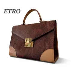 【希少】ETRO エトロ ハンドバッグ ペイズリー柄 ゴールド金具 自立型