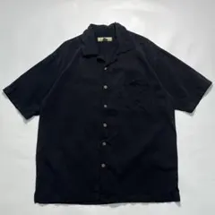 00s トミーバハマ 開襟 半袖シルクシャツ M 黒 オープンカラー ○8845