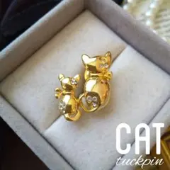 猫の後ろ姿 キャットピンブローチ タックピン 猫 cat アニマル ゴールド