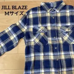 JILL BLAZE ネルシャツ チェックシャツ 長袖 黄×紺 Mサイズのサムネイル