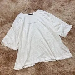 ダブルクローゼット （F）ロゴTシャツ オフホワイト 五分袖 ゆったり シンプルのサムネイル