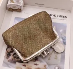 きらきら がま口ポーチ 小銭入れ アクセサリー PUレザー 2ポケット 手のひら