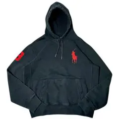 ポロ ラルフローレン ビッグポニー パーカー L ブラック フェード 裏起毛