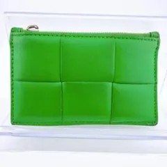 【ボッテガヴェネタ フラグメントケース グリーン レザー ファスナー持ち手無し】