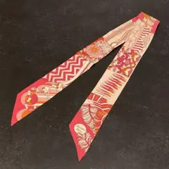 エルメス　HERMES　ツイリー　リボンスカーフ　杖傘と決闘　ピンク
