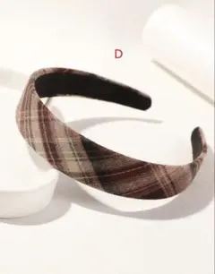 チェック柄 カチューシャ ブラウン