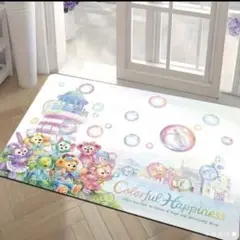 ディズニー ダッフィー　フランネル　玄関マット　 カラフルハピネス