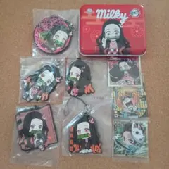 鬼滅の刃 禰豆子 ラバーストラップ ミルキー缶 6点セット＋おまけ