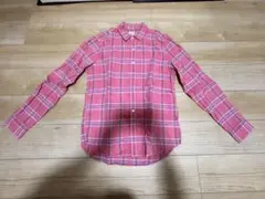 GAP ギャップ リネン混 チェックシャツ ピンク S 長袖 麻 コットン