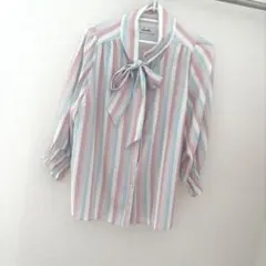 dazzlin♡カラーストライプ　ブラウス　胸元リボン