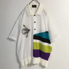 90s 古着 リネン混 刺繍 異素材 シアー プルオーバーシャツ メンズ 日本製