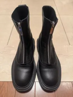 ZARA フロントジップ サイドゴアブーツ ブラック 36
