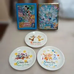 7月20迄値引【ディズニー】 バースデープレート 3枚セット*空き缶2個