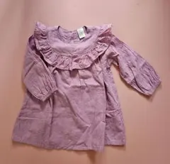 H&M フリル付きワンピース　ピンク　80㎝ 12M
