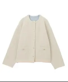 【新品未使用】コート　アウター　裏配色　ニット　ジャケット　XL