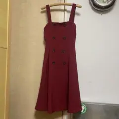 ワインレッド ダブルボタン ワンピース M