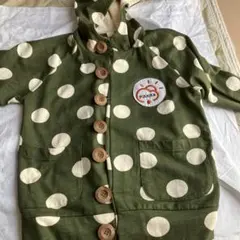 140cmPiKnika フード付きドットジャケット