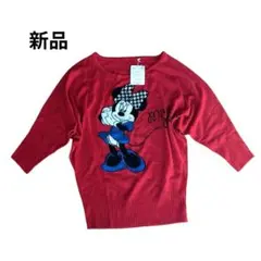 【新品】DISNEY ミニーマウス ニットセーター ドルマンスリーブ 赤