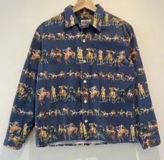 CALEE　キャリー　オープンカラーシャツ　総柄　ロデオ　イエロー shopbring_9024f030042