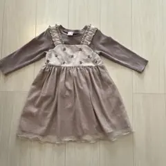 プティマイン petitmain フリル付きチェリー刺繍ワンピース 90サイズ