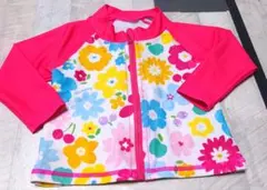 クレードスコープ 花柄 長袖ラッシュガード ピンク 80cm