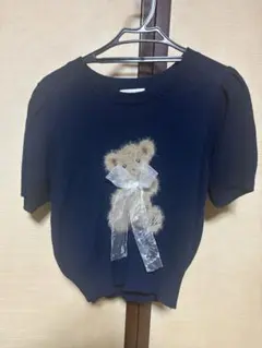 OLIVE des OLIVE ネイビー 半袖ニット