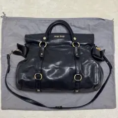 miu miu vitello lux ribbon bag black