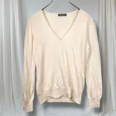 I.T.Sインターナショナル Vネック薄手ニット M オフホワイト シンプル上品
