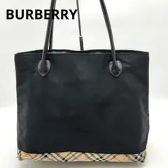 BURBERRY ブルーレーベル トートバッグ ノバチェック ナイロン 黒