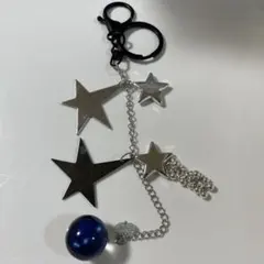 チャーム　キーホルダー　星　青