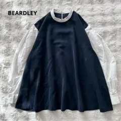 J482/美品 BEARDSLEY バックレースリネンブラウス フレンチスリーブ