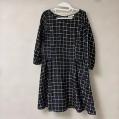 ナチュラルビューティーベーシック★ネイビーワンピース　チェック柄