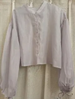 薄紫 クロップドシアーシャツ