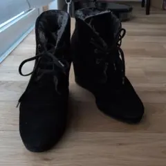 【Fabio Rusconi】黒 スエード ウェッジヒール ブーティ