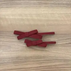 【新品未使用】バーガンディ リボンヘアバレッタ2個セット【匿名配送】