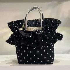 ドット柄 フリル ハンドバッグ