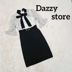 Dazzy store ドレス ワンピース タイト ミニ レース リボン 白 黒