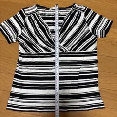 【美品★L】STYLE ME 半袖 カシュクール ボーダー シャツのサムネイル
