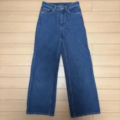 ワイドレッグデニムパンツ ダークブルー