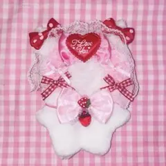 いつぬい ぬい服 11cm 量産型 地雷 ピンク 赤 ハンドメイド 平成女児