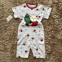 クマ刺繍コットンロンパース 95cm未満