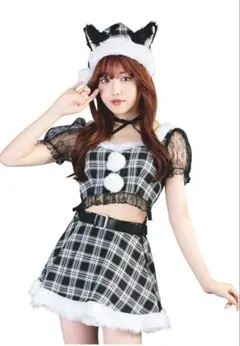 クリアストーンミミノエル コスプレ クリスマス キティチェックサンタ Mブラック