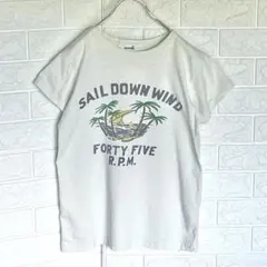 45rpm ロゴTシャツ　オフホワイト　ヴィンテージ　ヤシの木柄　サイズ2のサムネイル