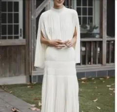 Solace ソレイスロンドン ワンショルダー ワンピース 白 UK6 結婚式 