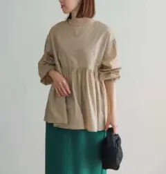 URBAN RESEARCH DOORS　コットンツイル2WAYギャザーブラウス