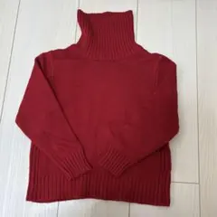 COMME CA ISM 赤 タートルネック ニット
